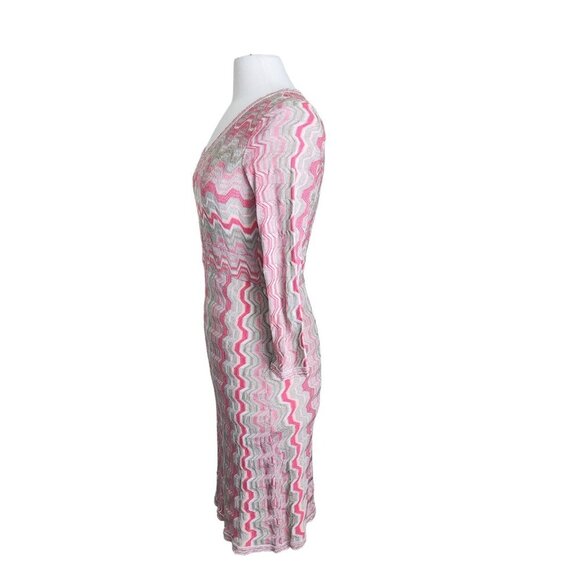 INC International Concepts 60s Retro Knit Gypsy Hippie Dress Women's M Pink - Picture 3 of 14